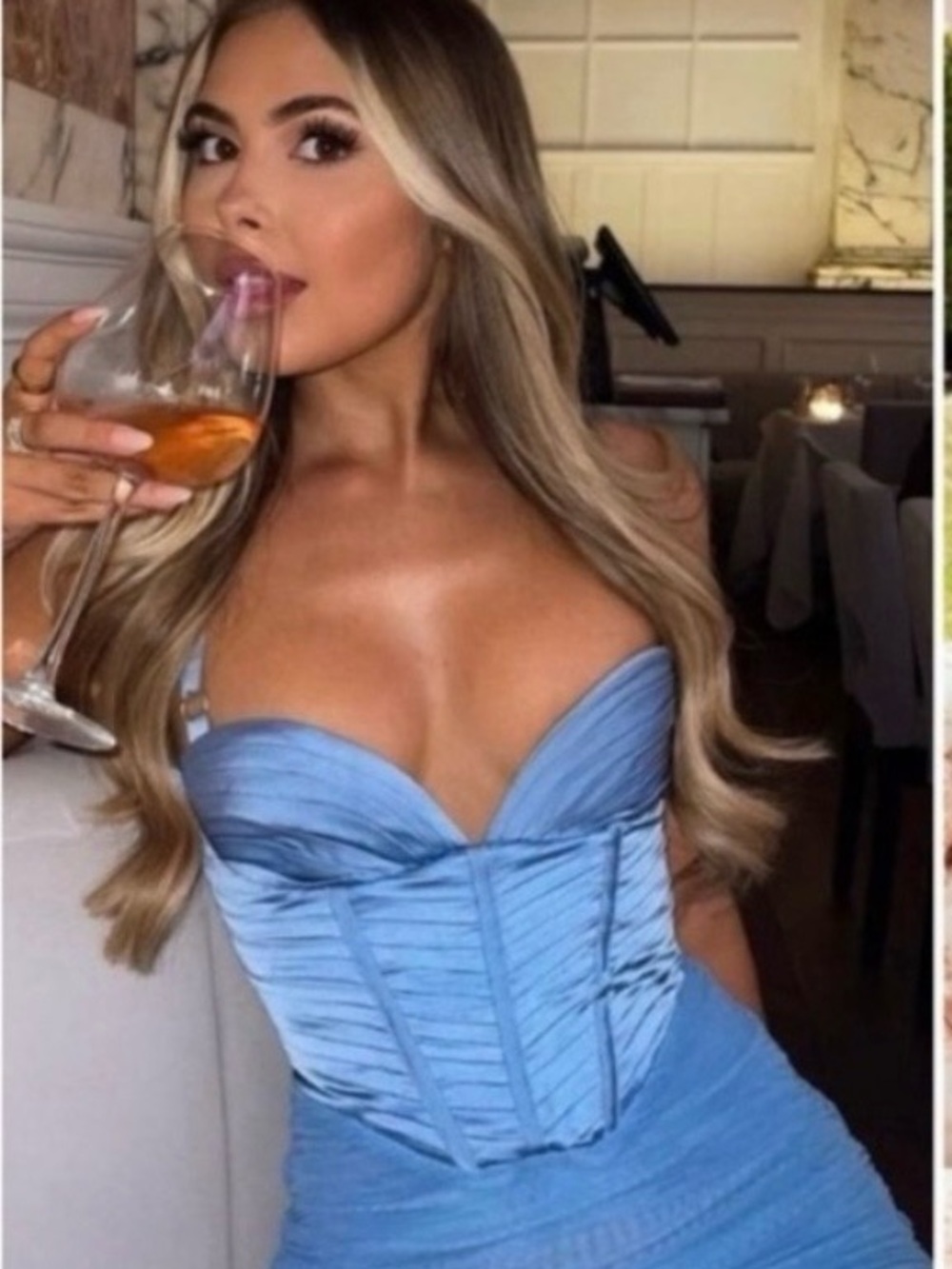 House of CB Josephine Baby Blue Ruched Corset  Dress
